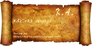 Kürti Anatol névjegykártya